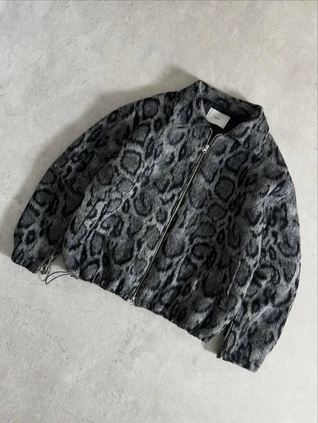 Y2K Snow Leopard Print Faux Fur Zip Up Jacket
