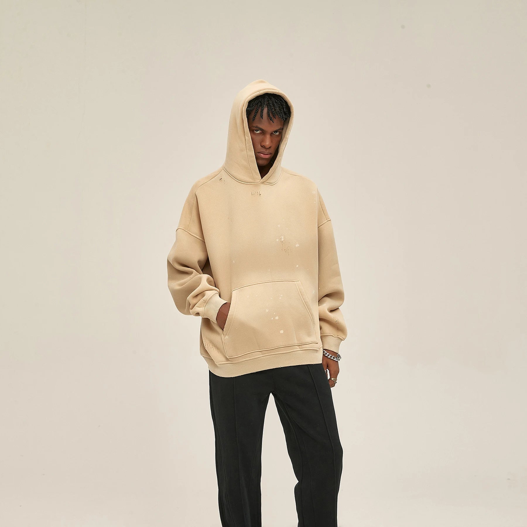 Y2K Speckled Ink Faded Distressed Baggy Hoodie