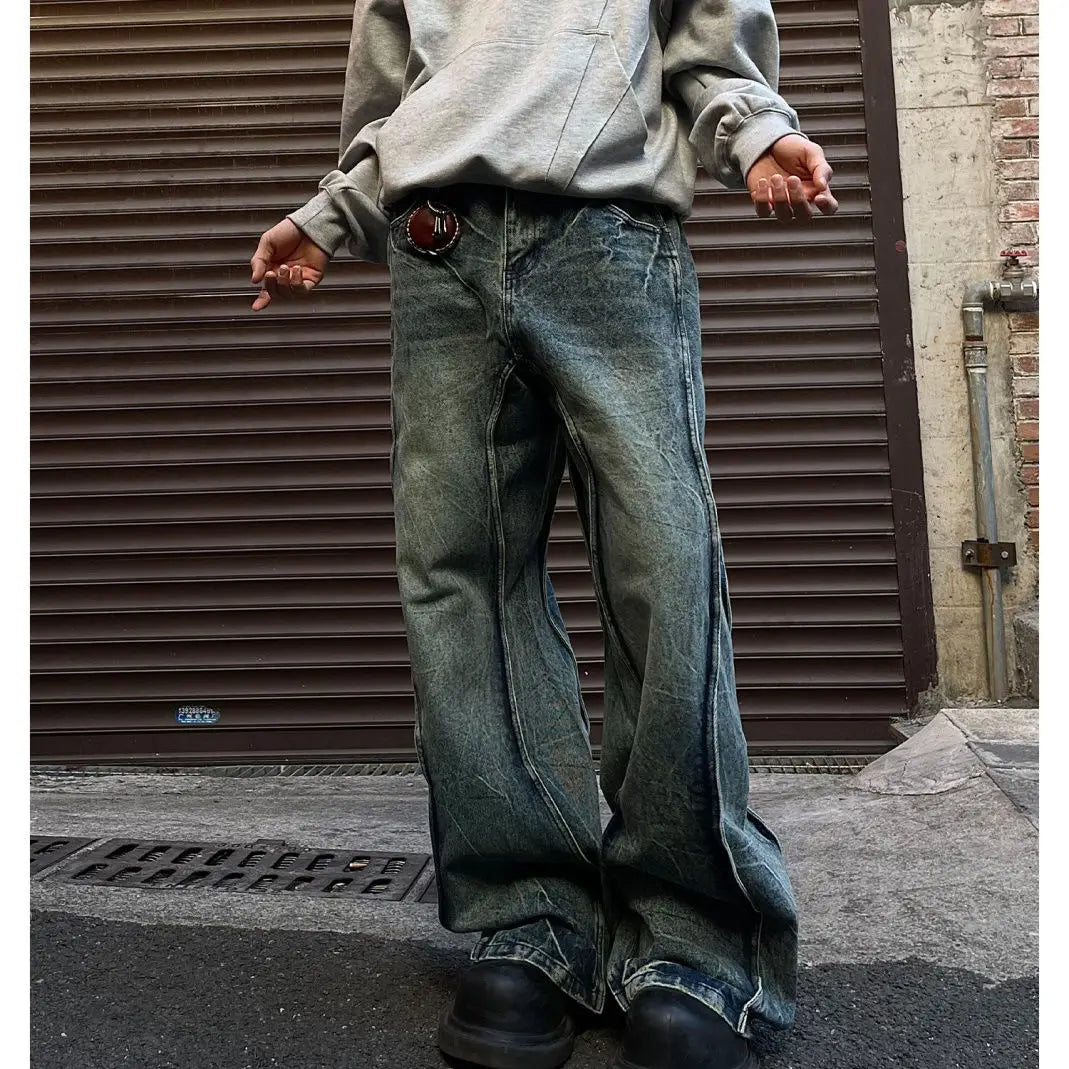 Y2K Spliced Flare Baggy Jeans