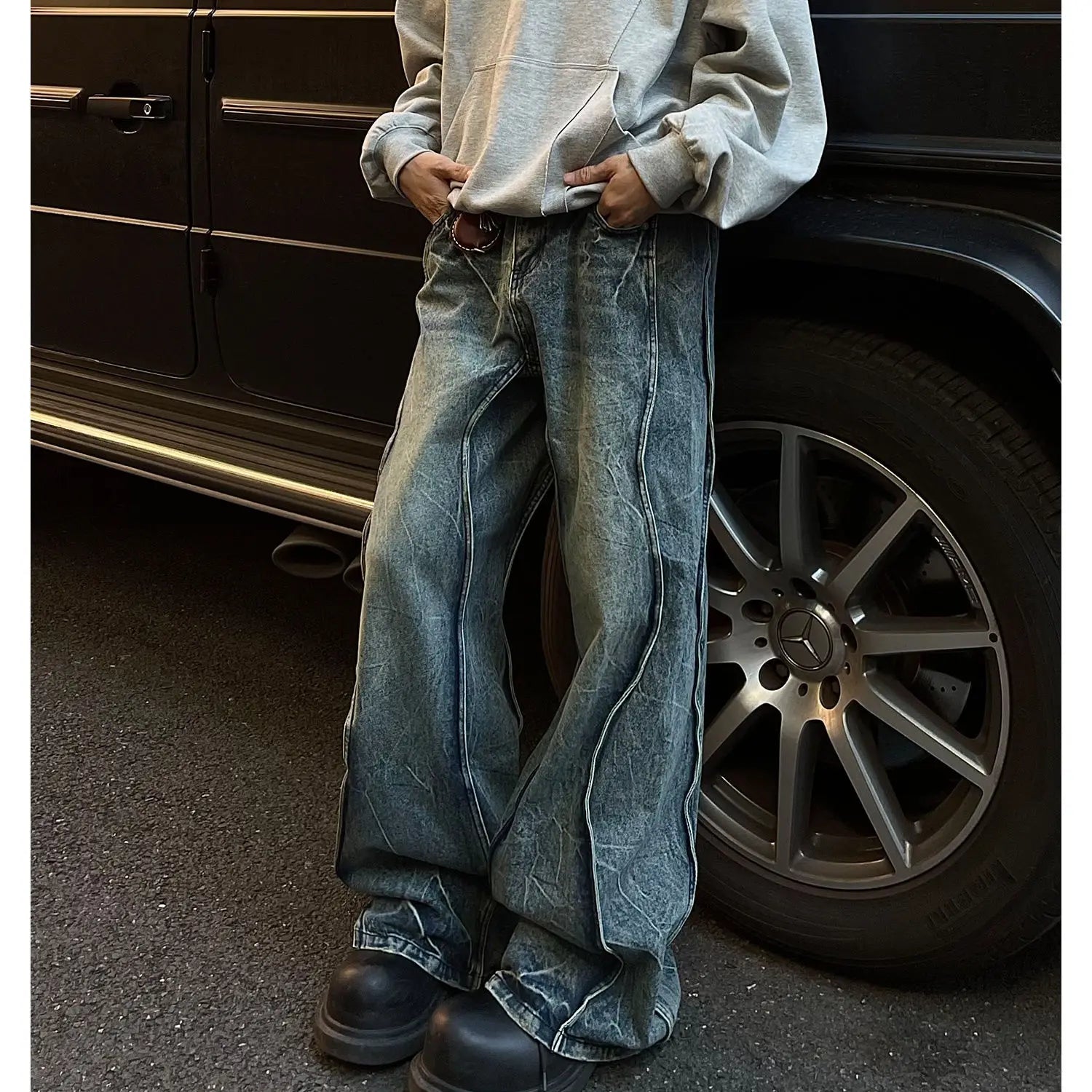 Y2K Spliced Flare Baggy Jeans