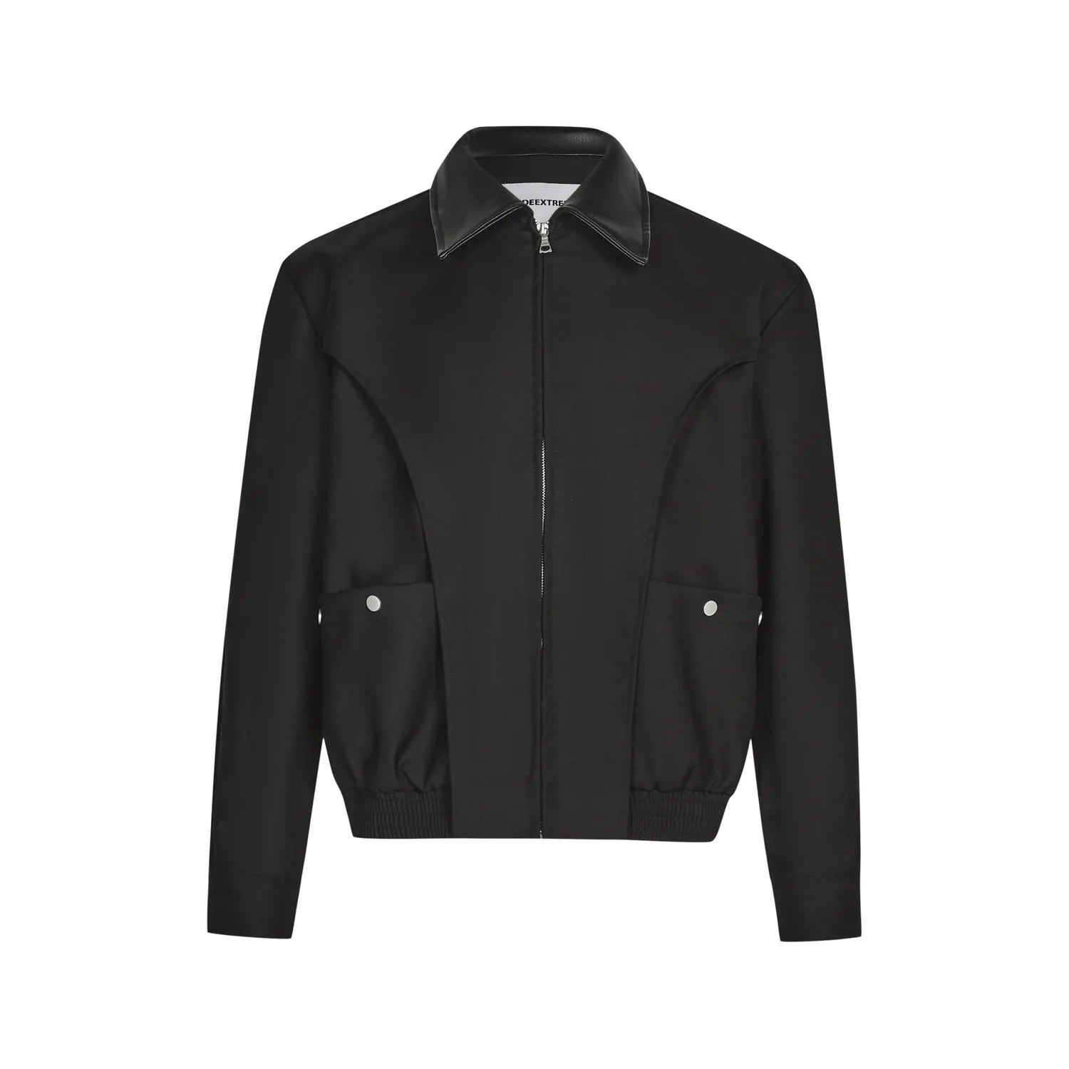 Y2K Spliced Polo Collar Full Zip Up Jacket