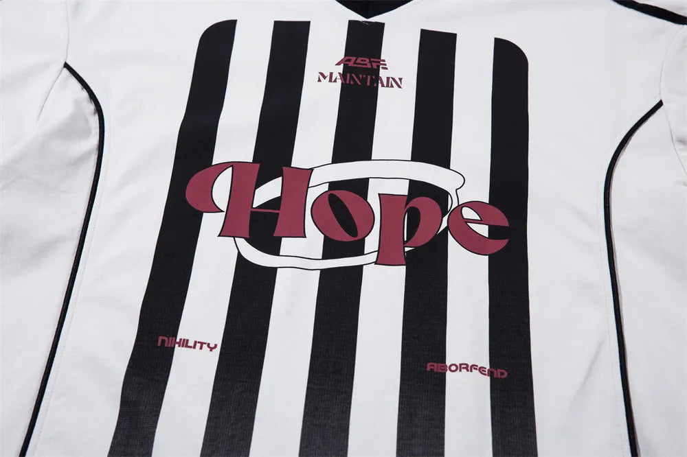 Y2K Spliced Striped "Hope" Collared Soccer Jersey