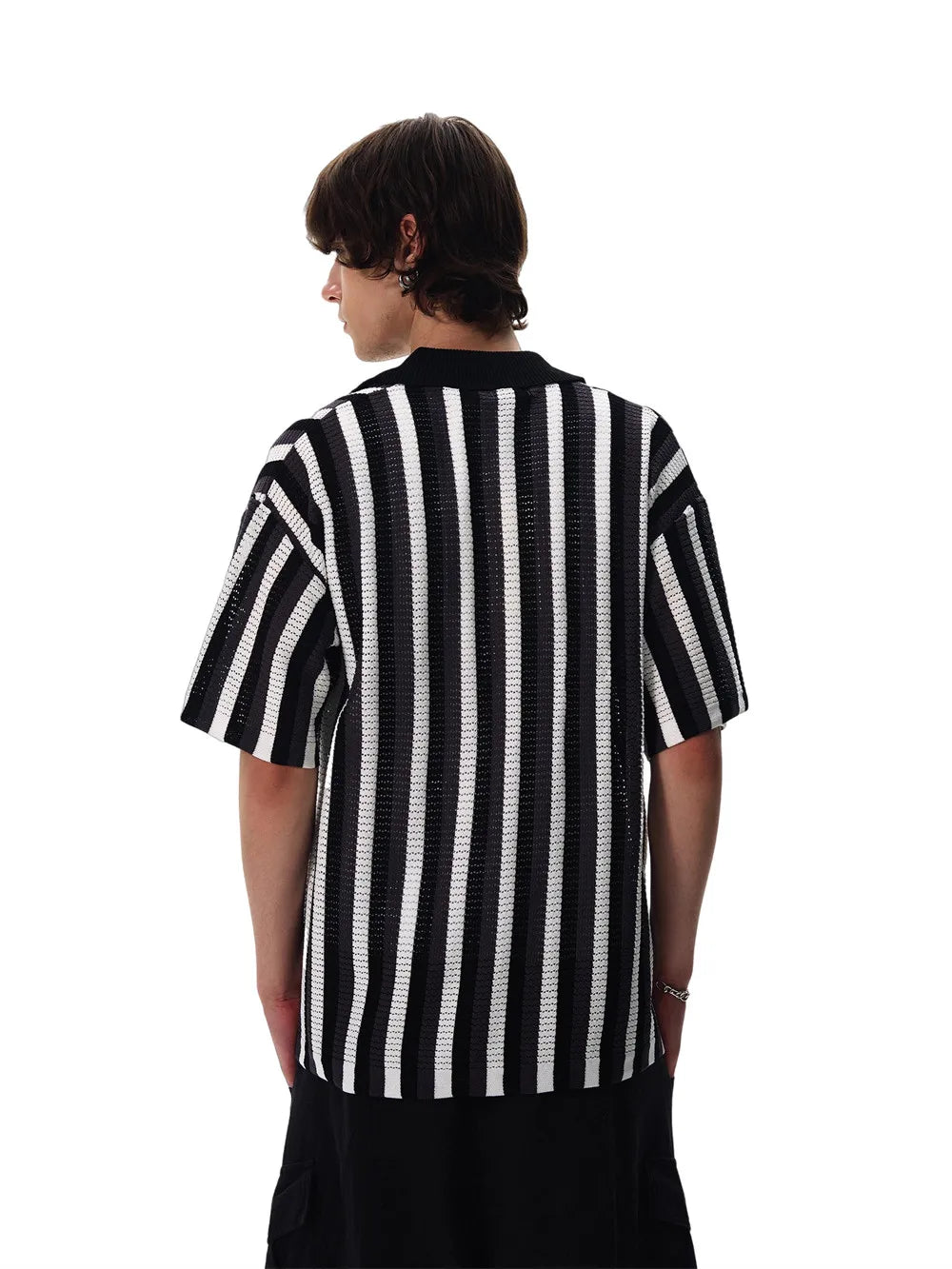 Y2K Spliced Striped Knitted Cardigan