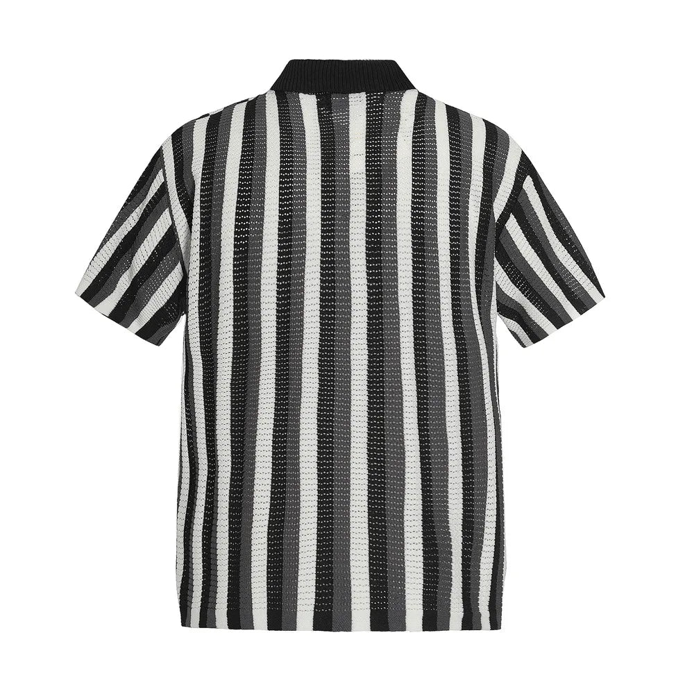 Y2K Spliced Striped Knitted Cardigan