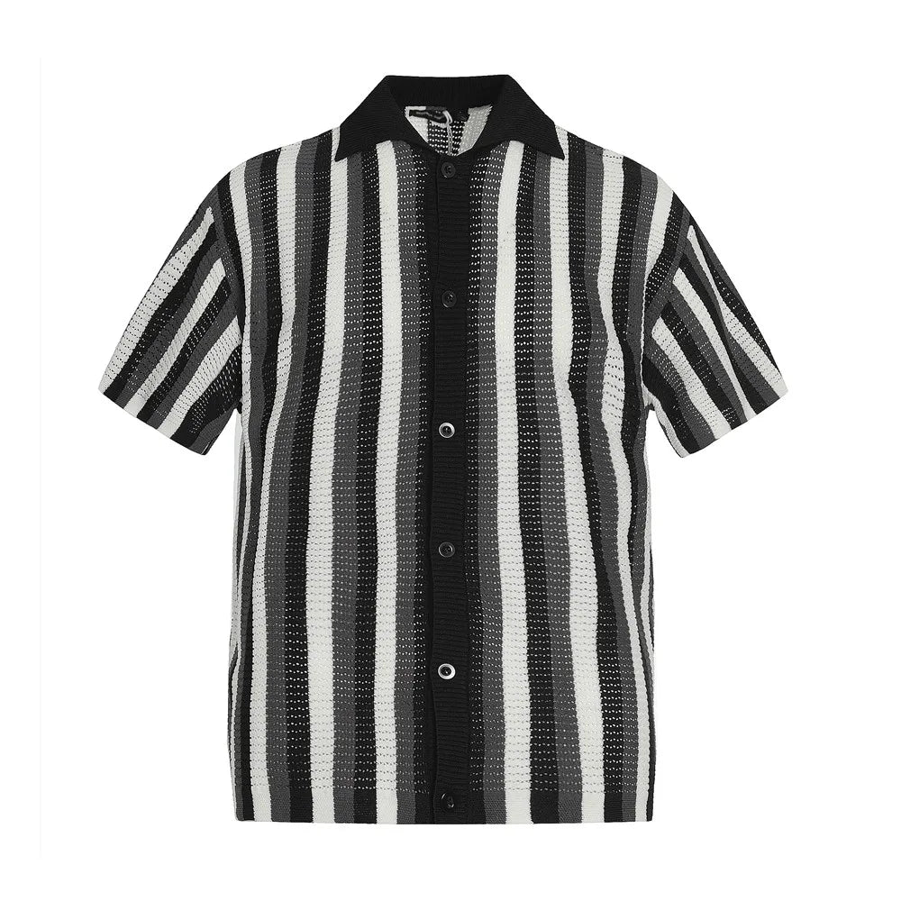 Y2K Spliced Striped Knitted Cardigan