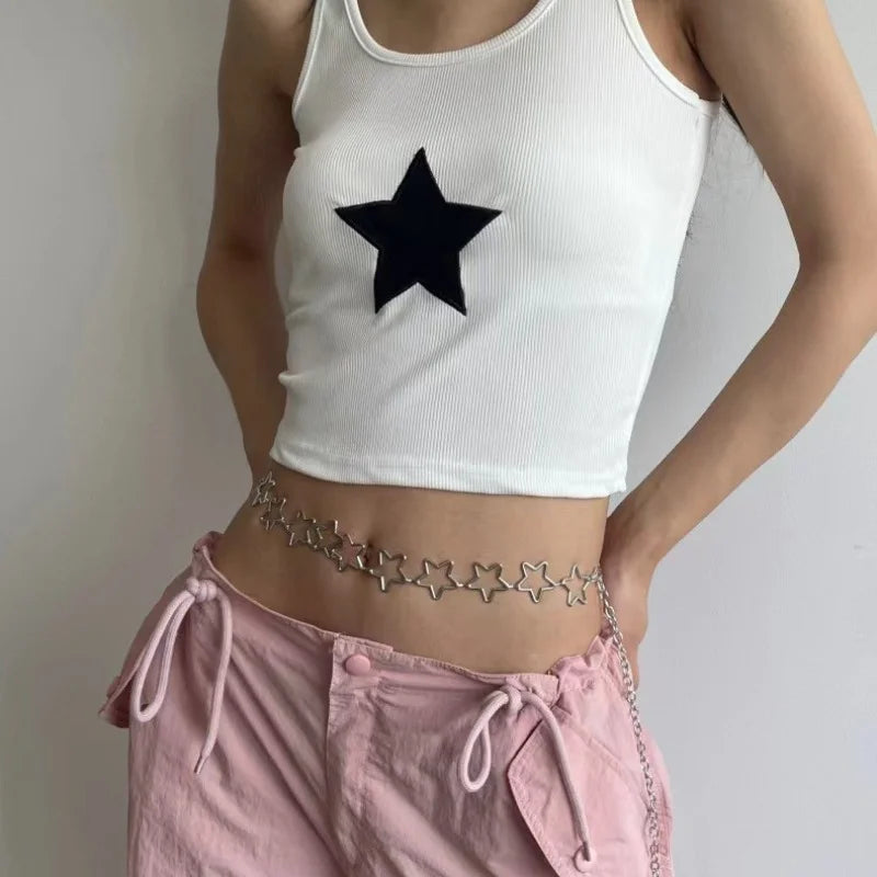 Y2K Star Metal Waist Chain Belt