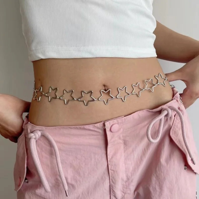 Y2K Star Metal Waist Chain Belt