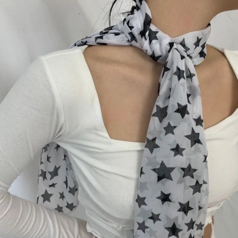 Y2K Star Print Grunge Neckerchief Scarf