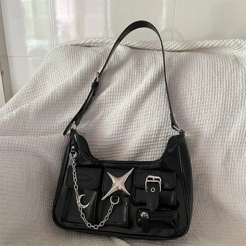 Y2K Star-ry Night Leather Handbag