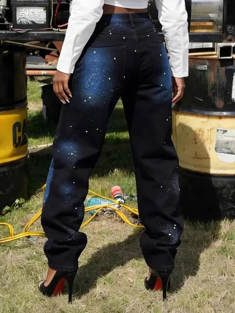 Y2K Starry Astrological Jeans