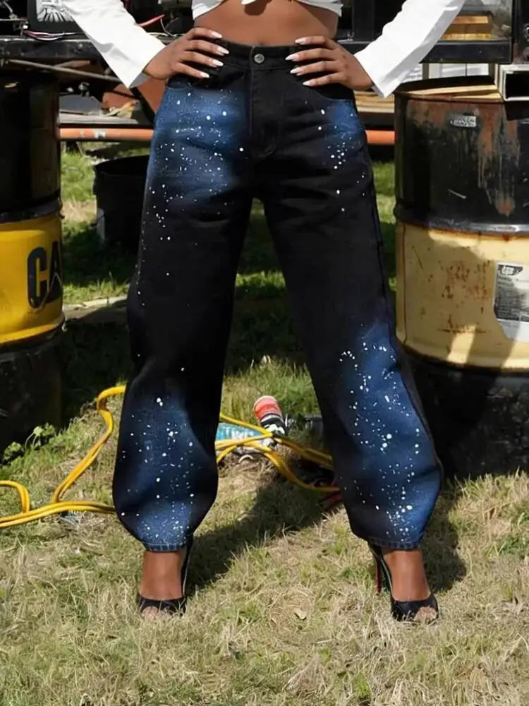 Y2K Starry Astrological Jeans