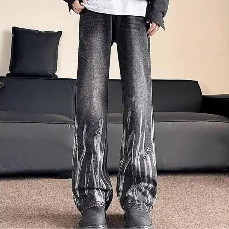 Y2K Sticks Washed Denim Black Flared Jeans