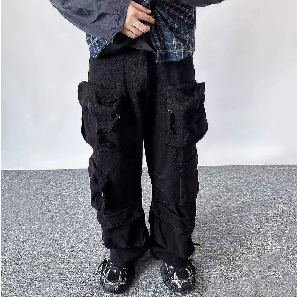 Y2K Straight Leg Baggy Cargo Trousers