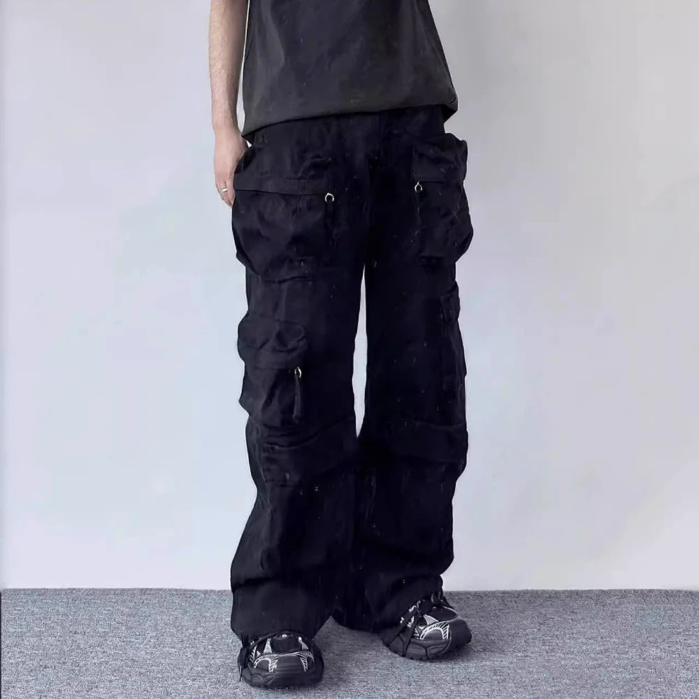 Y2K Straight Leg Baggy Cargo Trousers