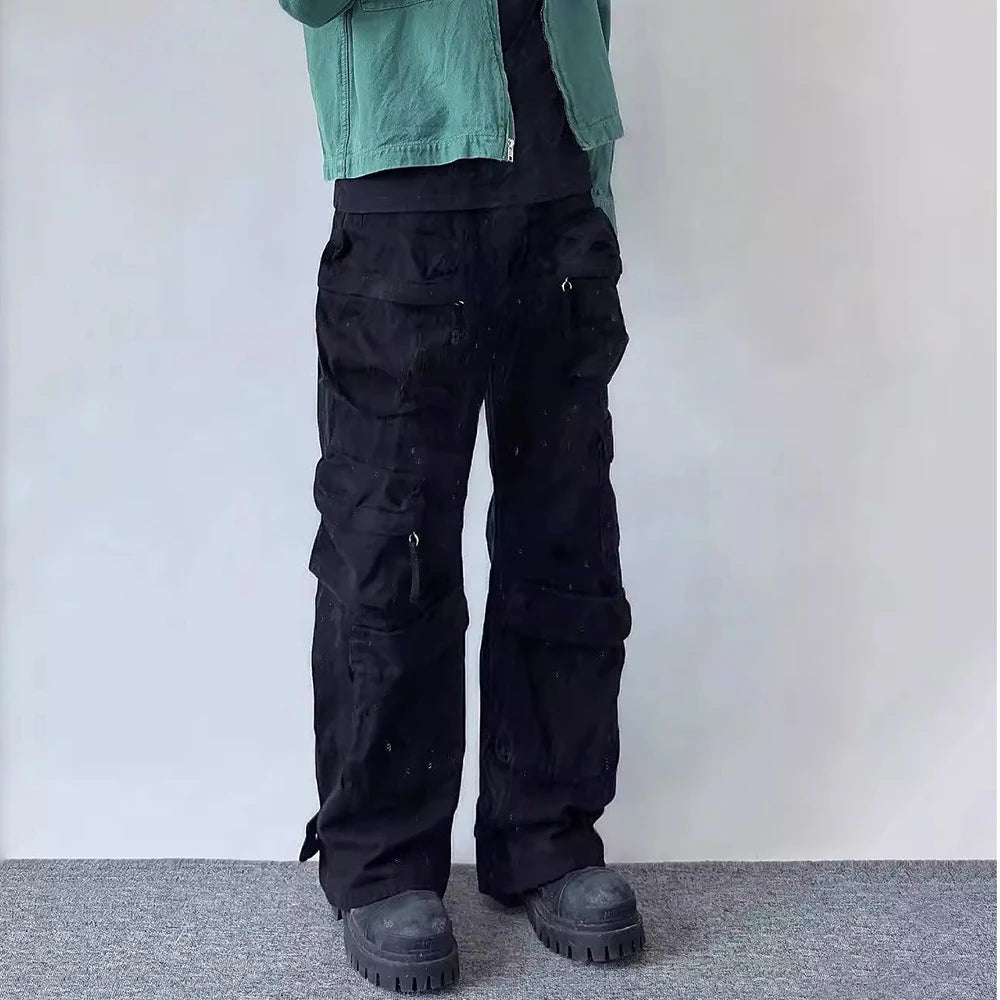 Y2K Straight Leg Baggy Cargo Trousers