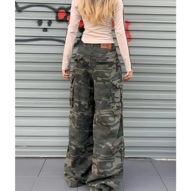 Y2K Streetwear Baggy Cargo Camo Trousers