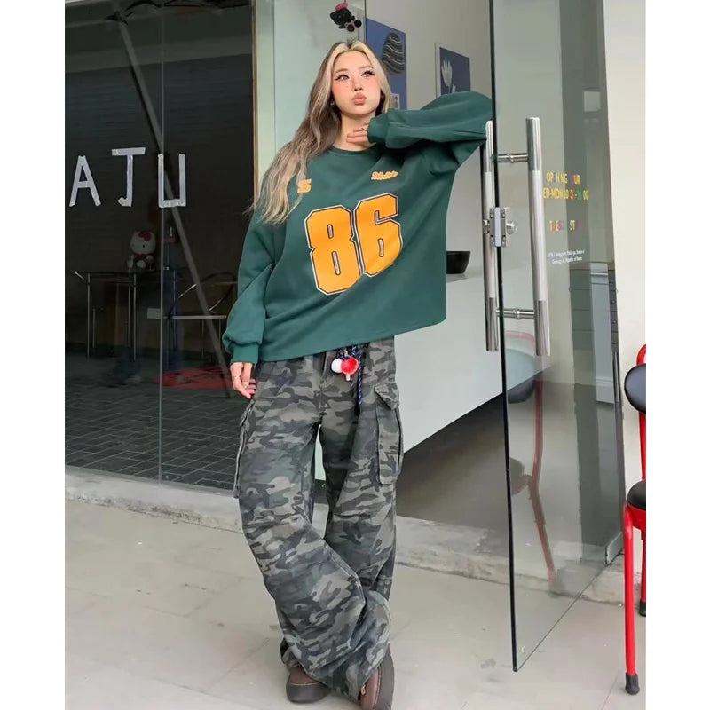 Y2K Streetwear Baggy Cargo Camo Trousers