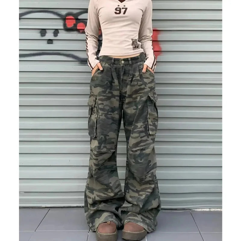 Y2K Streetwear Baggy Cargo Camo Trousers