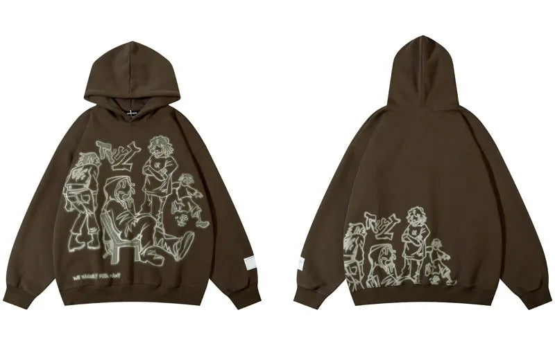 Y2K Streetwear Cartoon Hooded Jumper