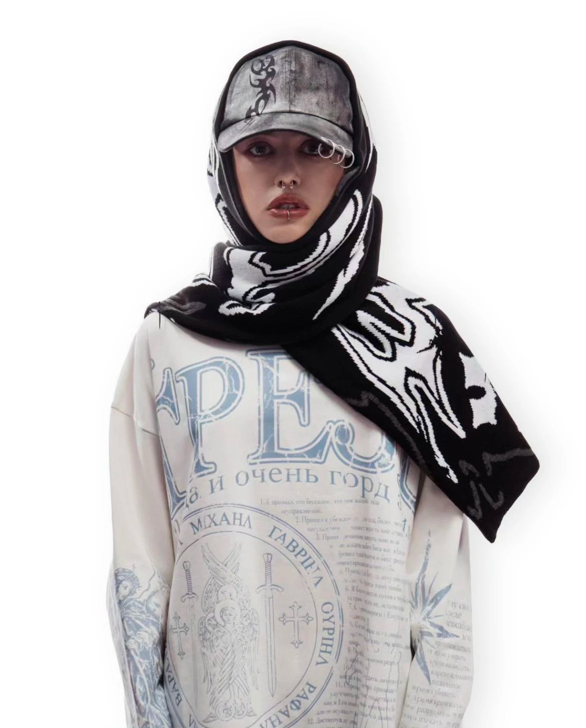 Y2K Streetwear Graphic Design Shawl Scarf