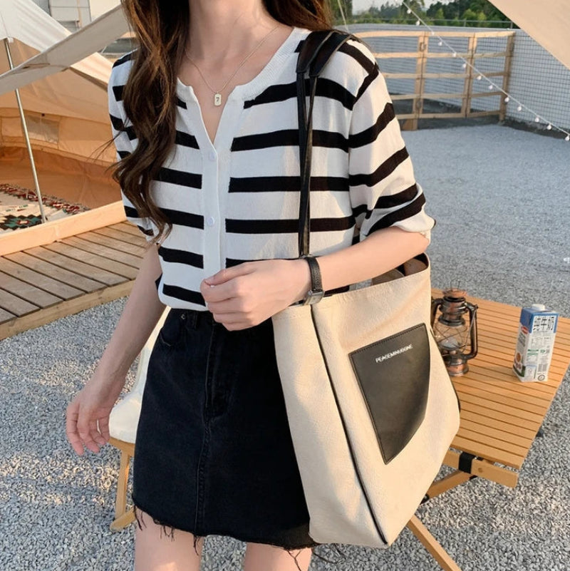 Y2K Striped Cardigan Mid Sleeve Cardigan