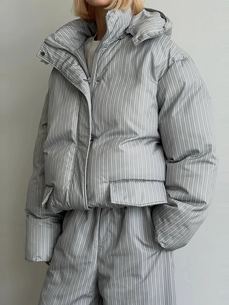 Y2K Striped Cotton Coat Trouser Suit Sets