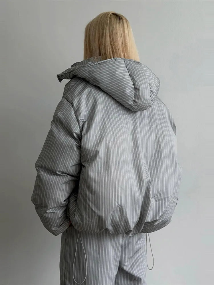 Y2K Striped Cotton Coat Trouser Suit Sets