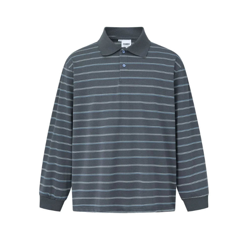 Y2K Striped Long Sleeve Polo Shirt