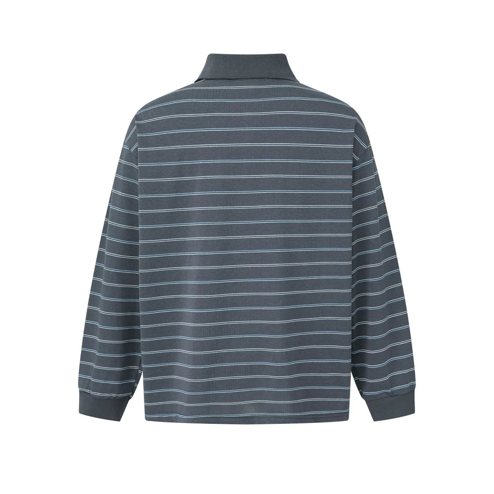 Y2K Striped Long Sleeve Polo Shirt