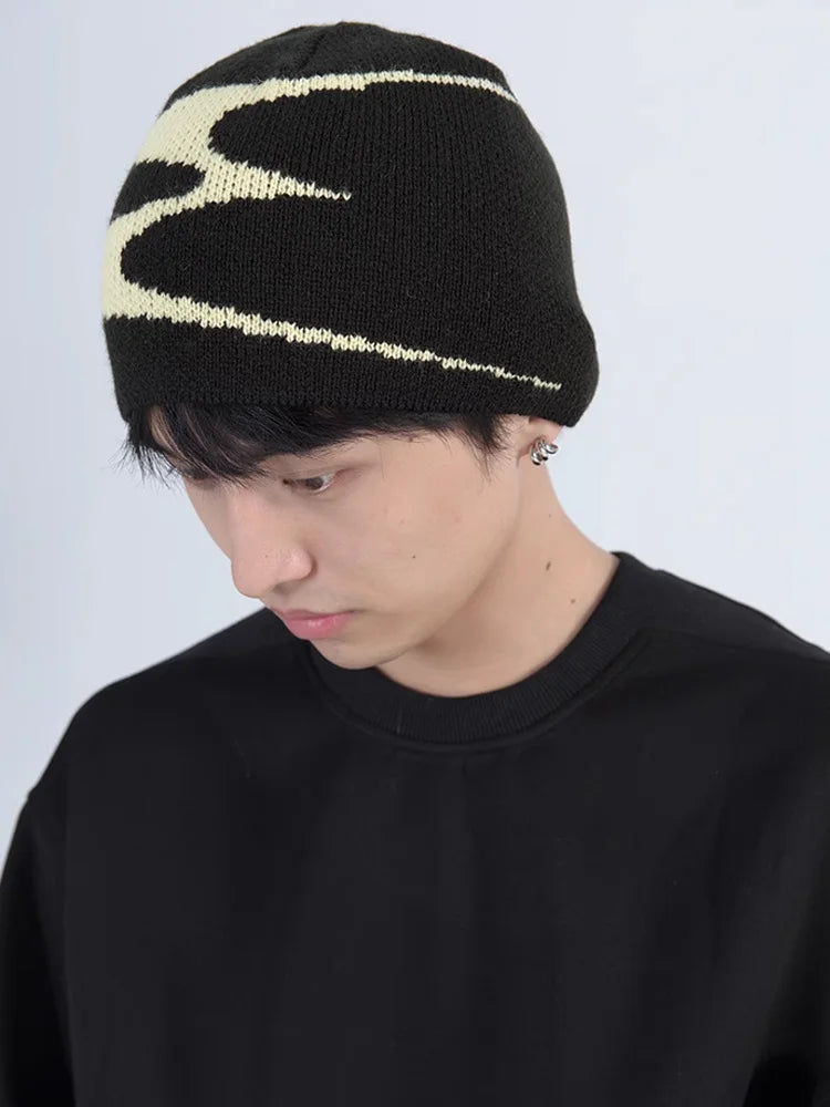 Y2K Subtle Waves Graphic Beanie