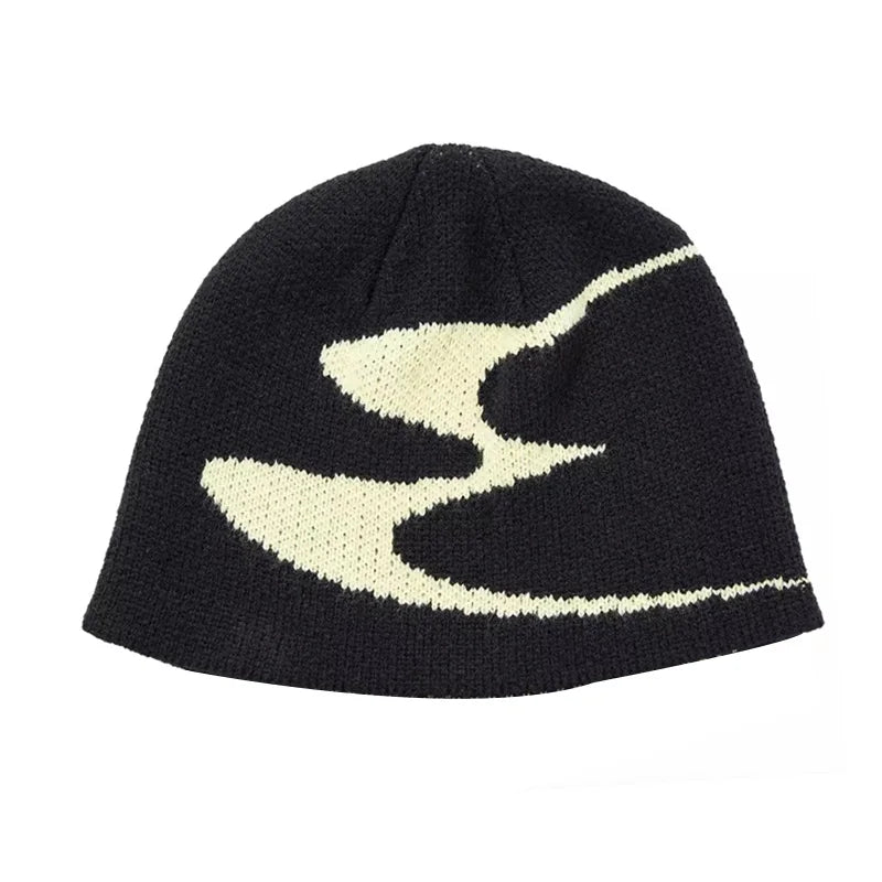 Y2K Subtle Waves Graphic Beanie