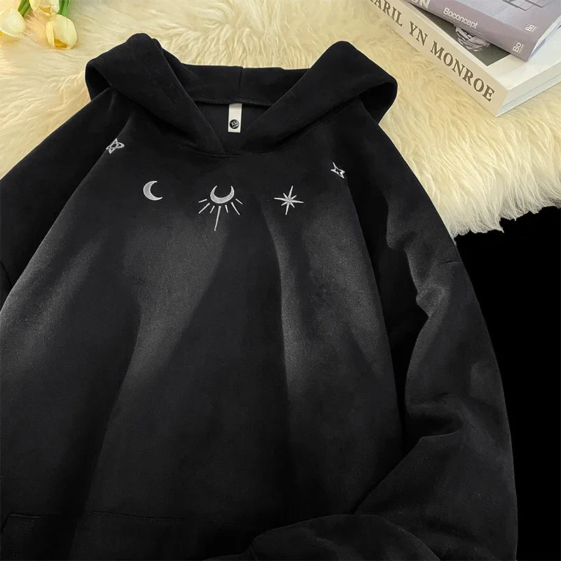 Y2K Suede Star Sign Hooded Sweatshirt