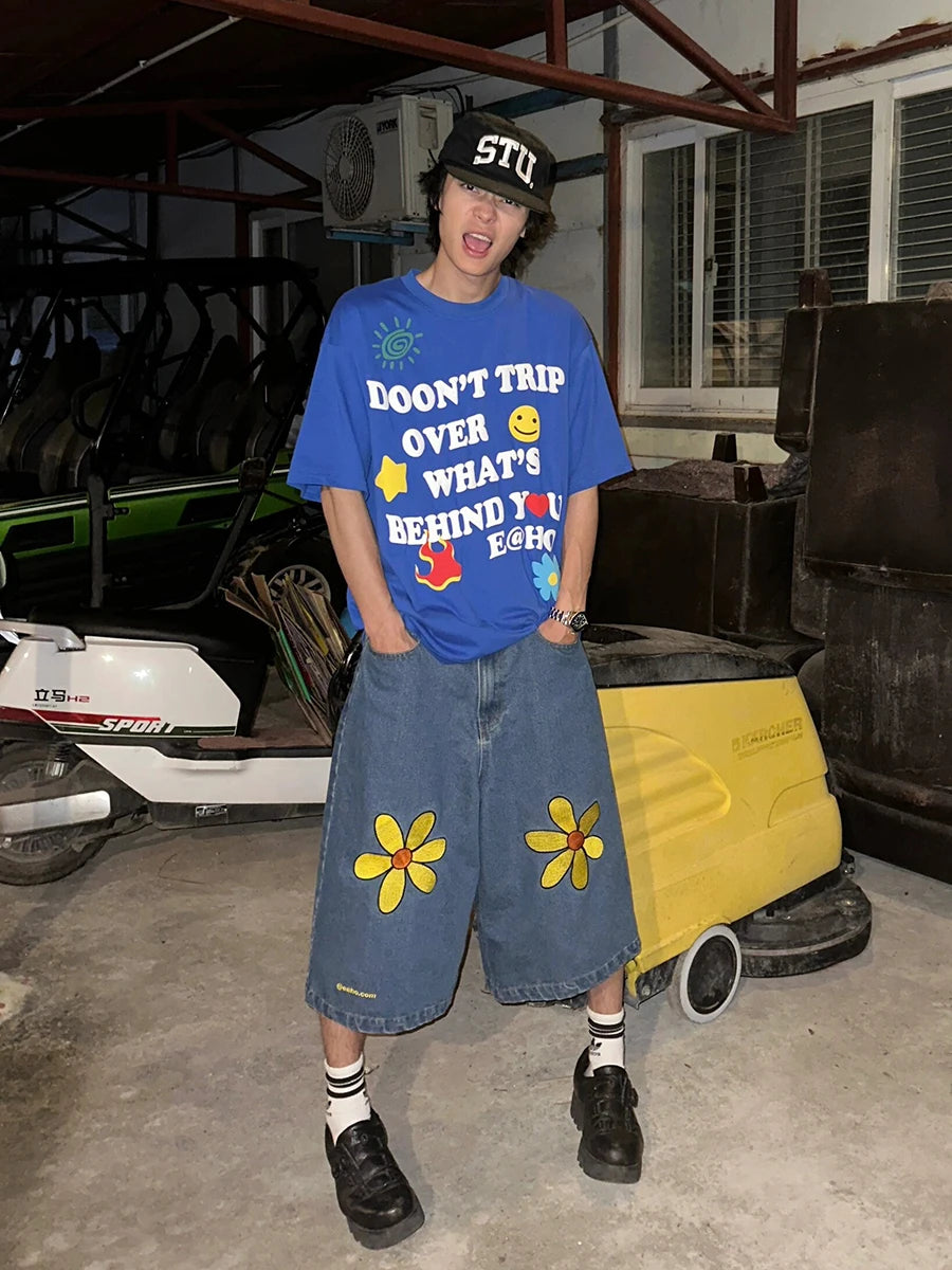 Y2K Sunflower Denim Jean Shorts Jorts