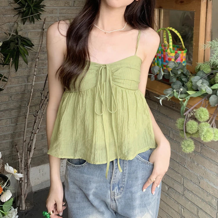 Y2K Sweet Babydoll Flowy Ruffle Crop Top