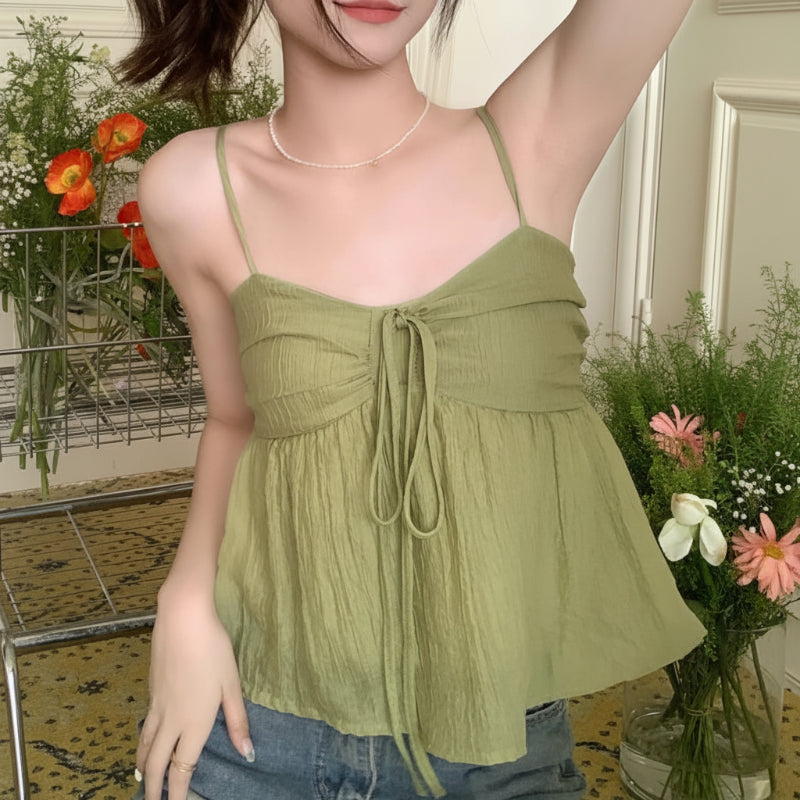 Y2K Sweet Babydoll Flowy Ruffle Crop Top