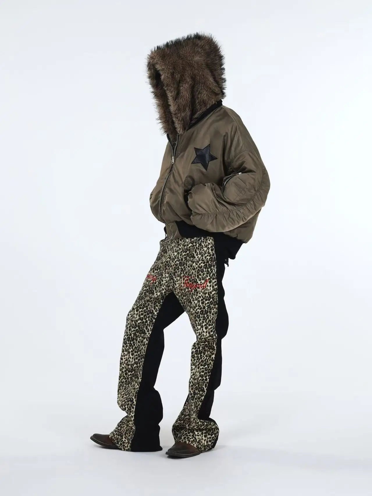 Y2K "THE STAR" Faux Fur Lined Bomber Jacket