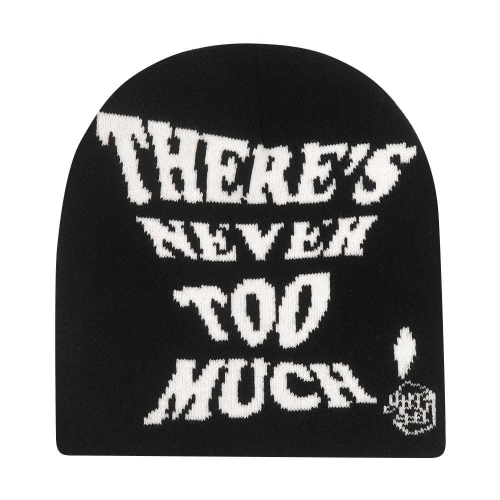 Y2K "There's Never Too Much!" Slogan Beanie