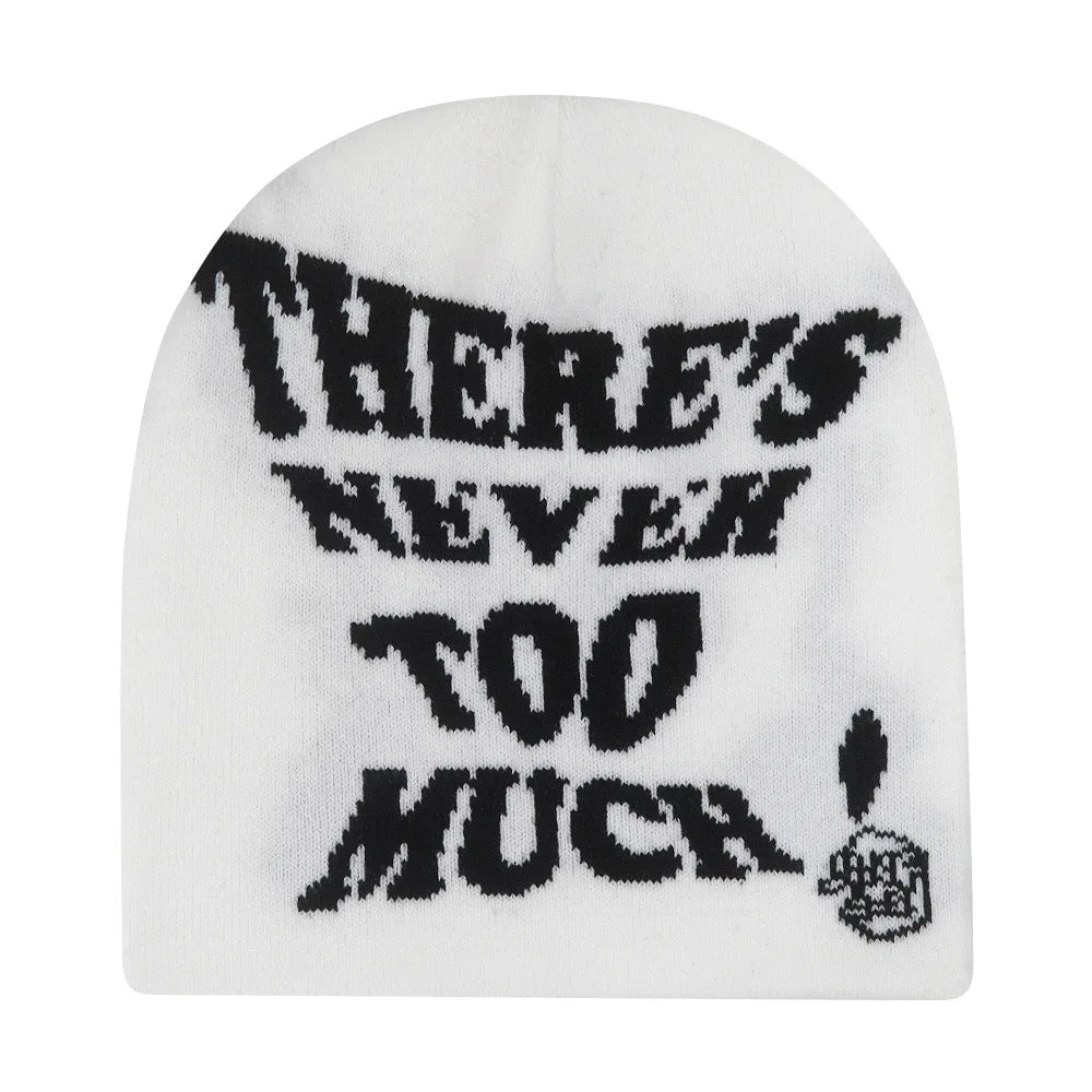 Y2K "There's Never Too Much!" Slogan Beanie