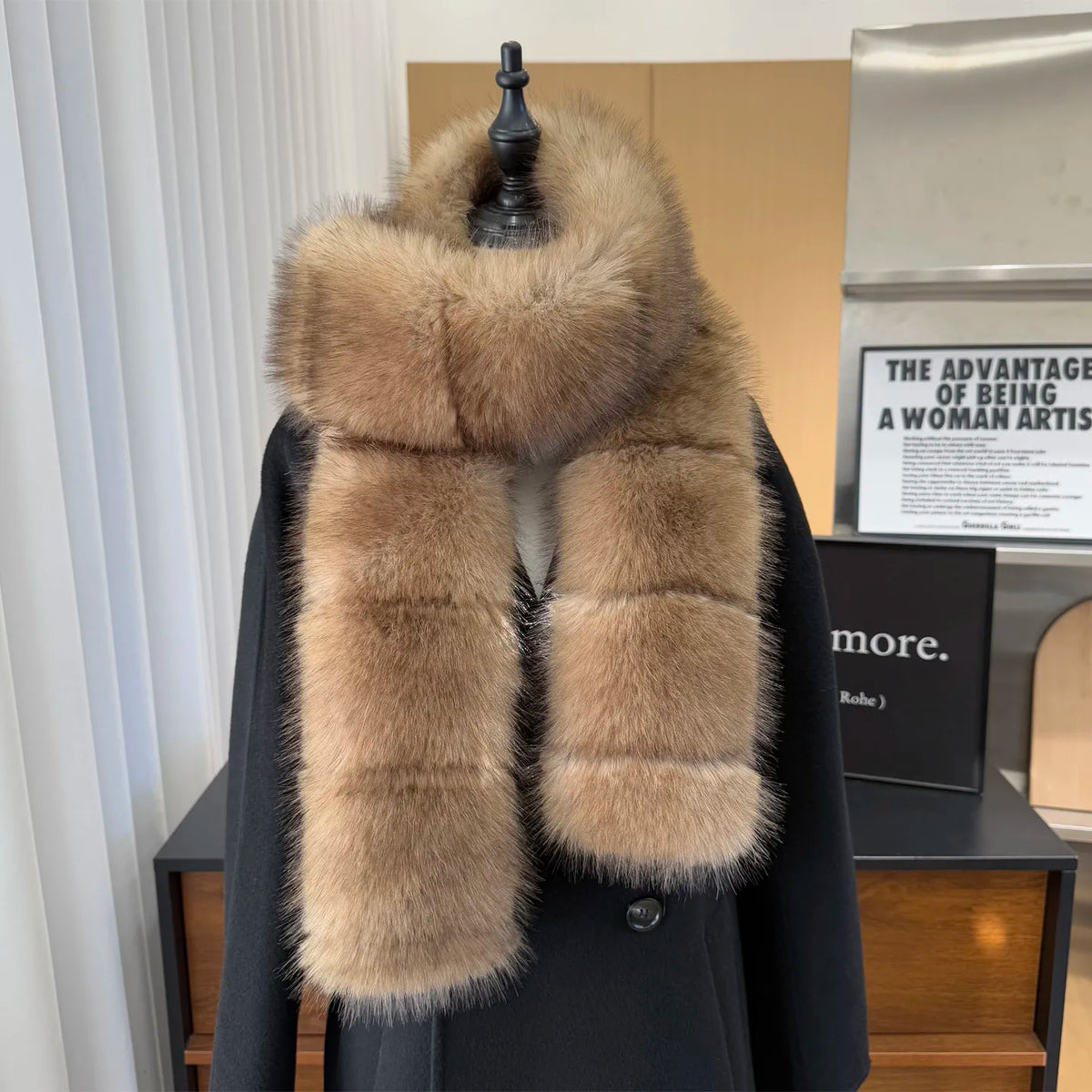 Y2K Thick Faux Fur Long Strip Scarf
