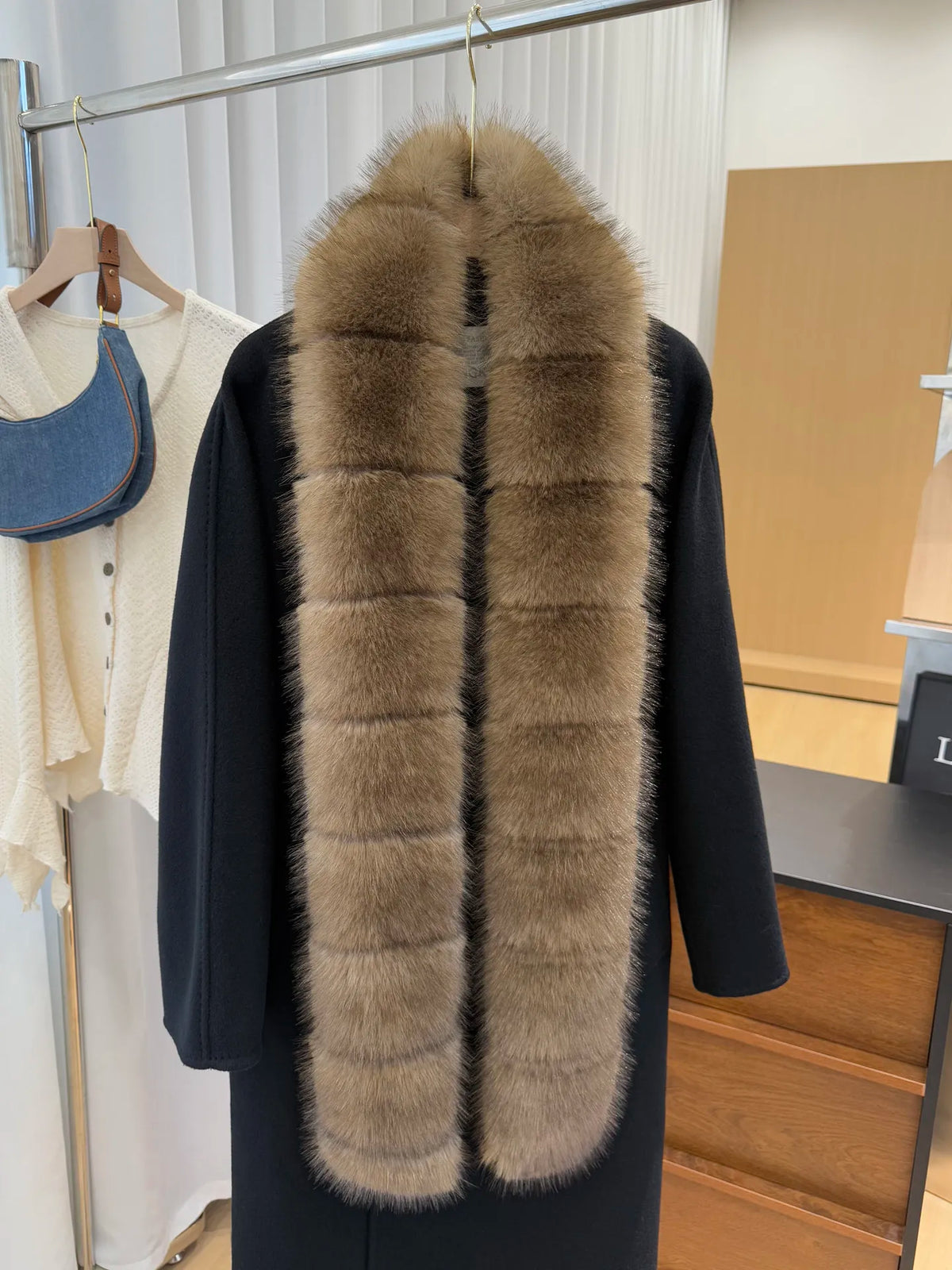 Y2K Thick Faux Fur Long Strip Scarf