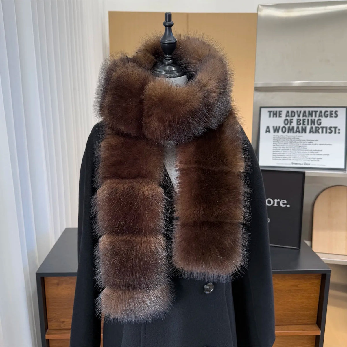 Y2K Thick Faux Fur Long Strip Scarf