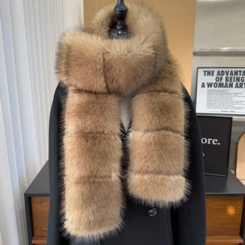 Y2K Thick Faux Fur Long Strip Scarf