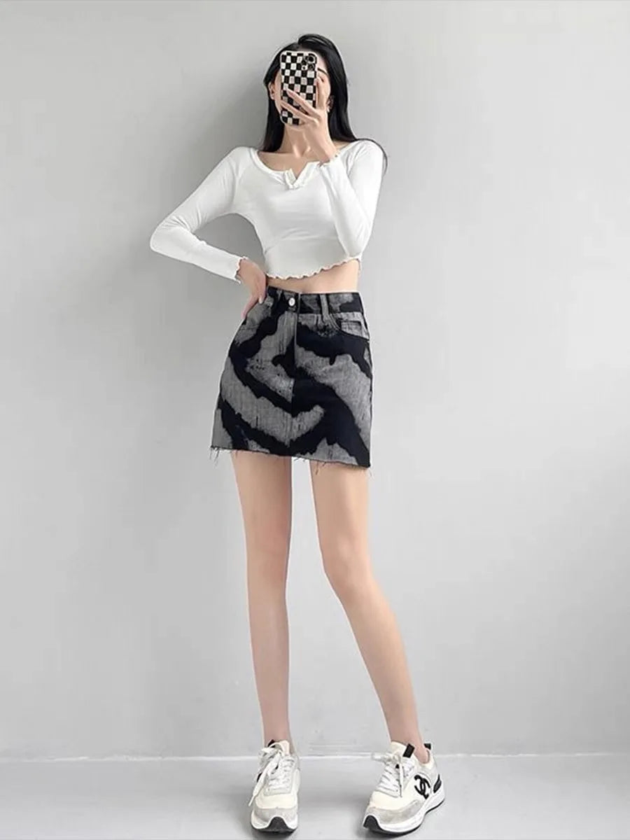 Y2K Tie Dye Printed Mini Skirt