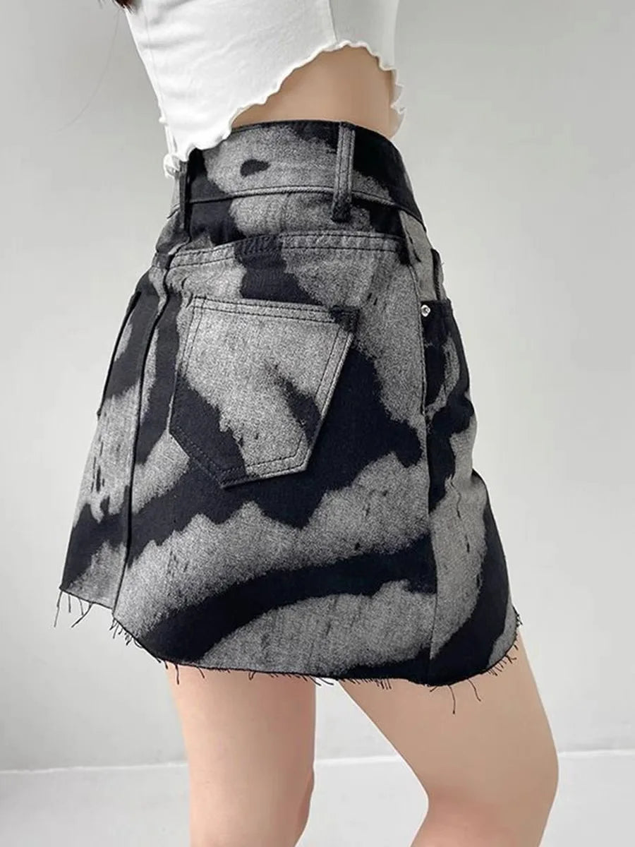 Y2K Tie Dye Printed Mini Skirt