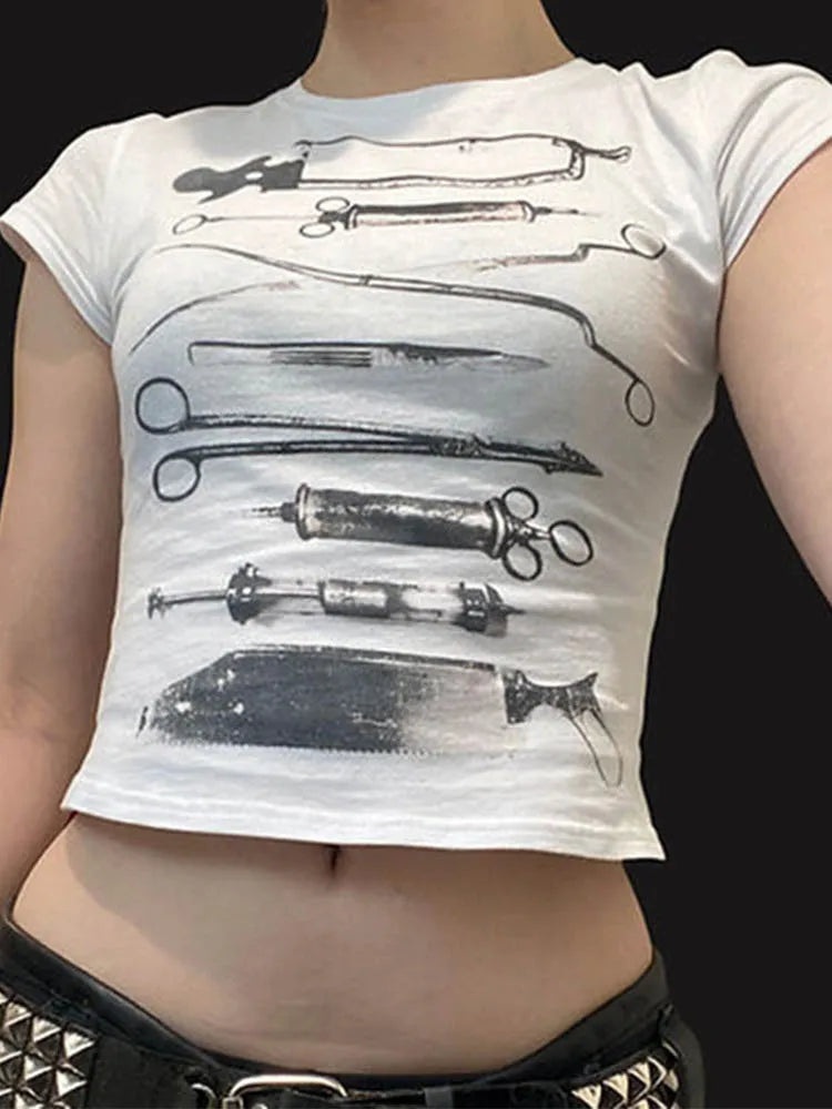 Y2K "Tonights the Night" Baby Tee Crop Top