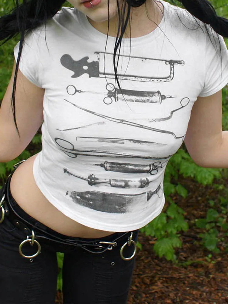 Y2K "Tonights the Night" Baby Tee Crop Top