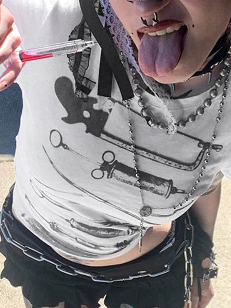 Y2K "Tonights the Night" Baby Tee Crop Top