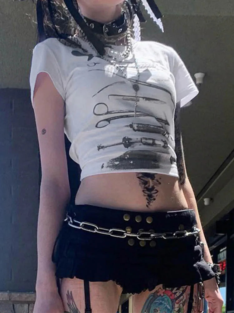 Y2K "Tonights the Night" Baby Tee Crop Top