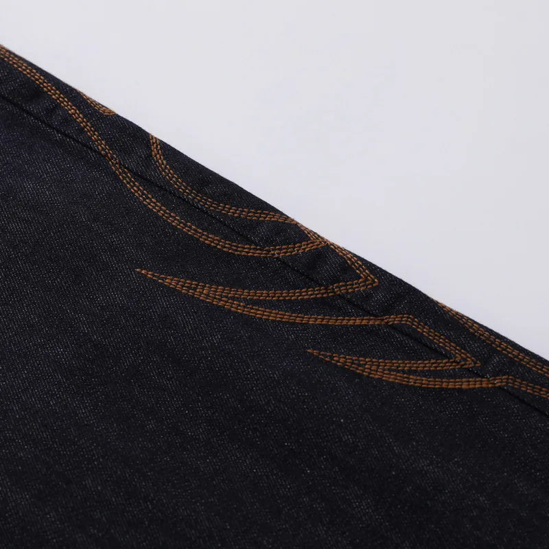 Y2K Totem Embroidered Washed Jeans