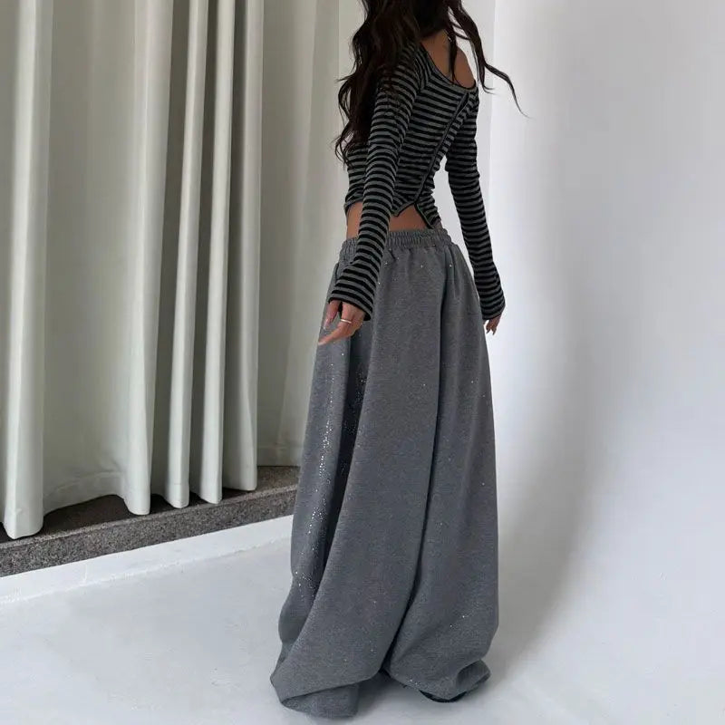 Y2K Tribal Rhinestone Oversized Sweatpants Joggers Trousers